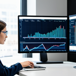 A focused data analyst, fully clothed in professional business attire, calmly navigating a complex digital information flow. Sitting at a sleek, minimalist desk in a modern, brightly lit tech office. Multiple large monitors display intricate data visualizations, graphs, and news feeds. The background is slightly blurred, suggesting the vastness of information. Professional photography, clean, high-tech, emphasizing clarity amidst complexity. perfect anatomy, correct proportions, natural pose, well-formed hands, proper finger count, natural body proportions, safe for work, appropriate content, fully clothed, modest, professional dress.