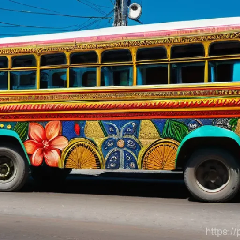 아이티의 교통 시스템 버스 택시 대중교통 - **Vibrant Tap-Tap in Port-au-Prince:**
"A bustling street scene in Port-au-Prince, Haiti, featur...