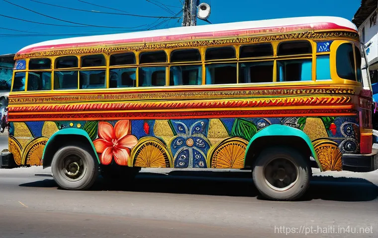 아이티의 교통 시스템 버스 택시 대중교통 - **Vibrant Tap-Tap in Port-au-Prince:**
"A bustling street scene in Port-au-Prince, Haiti, featur...