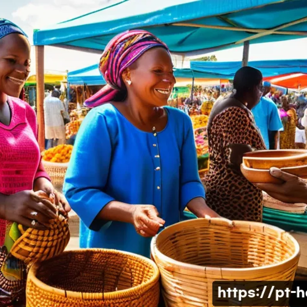 아이티에서 즐기는 로컬 마켓 쇼핑 가이드 - A vibrant Haitian outdoor market scene during daytime, bustling with local artisans displaying handc...