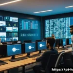 Home 22 아이티와 관련된 유명한 영화 및 다큐멘터리 - A cinematic scene depicting a diverse group of young programmers and entrepreneurs in a modern São P...