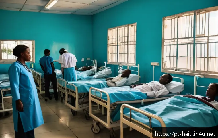 아이티에서 의료 서비스와 병원 이용 방법 - A busy public hospital emergency room in Port-au-Prince, Haiti, showing diverse Haitian patients wai...