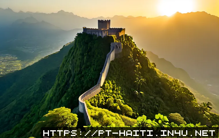 Home 17 아이티의 주요 유적지 및 고대 문명 흔적 - Photorealistic sunrise view of the Citadelle Laferrière in northern Haiti, massive stone fortress ri...